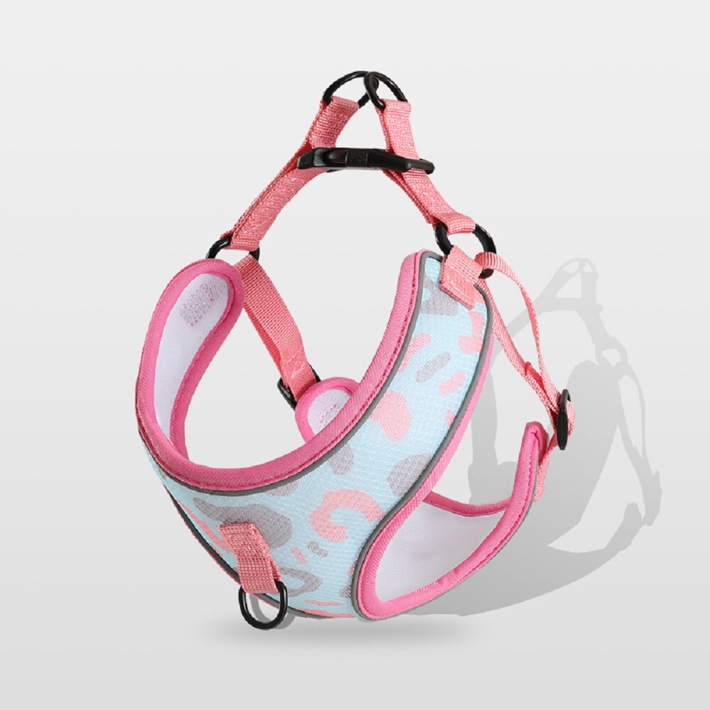 Dog Harness with 1.2m Traction Leash Set Adjustable Mesh Breathable Vest Type Chest Strap Puppy Colorful Doodle for Medium Dogs - anconmall