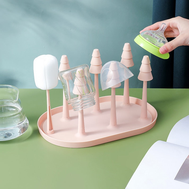 hibobi Bottle Dry Rack Baby Bottle Drain Drying Racks Forest Blue Pink Baby Bottle Cleaning Dryer Drainer Storage Drying Rack