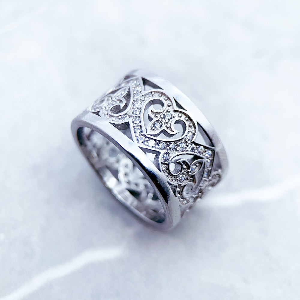Arabesque Hearts Band Ring,Europe Style Glam Fashion Good Jewerly For Women New Gift In 925 Sterling Silver,Super Deals