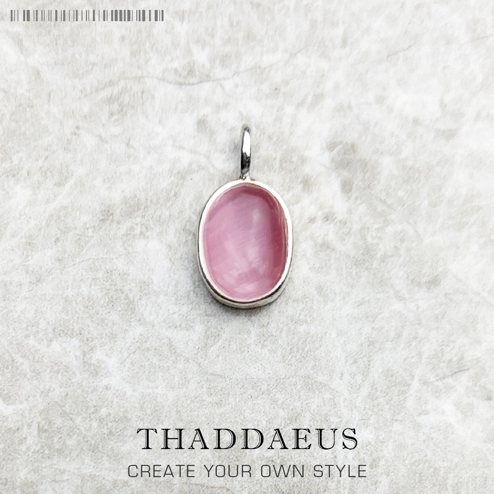 Pendants Pink Oval Opal Stone Winter New Fashion Jewelry Europe 925 Sterling Silver Accessories Gift For Women