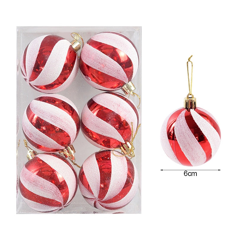 6Pcs/box 6cm Christmas Ball Ornaments Xmas Tree Hanging Pendant Christmas Decorations for Home 2023 Navidad Natal New Year Gift