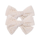 2Pcs/Set Sweet Floral Embroidery Solid Color Bowknot Hair Clips for Kids Baby Girls Alligator Hairpins Headwear Toddlers Hair
