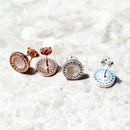 Round Shell Studs Earrings Romantic Pure 925 Sterling Silver Jewerly Gift For Women