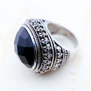 Cocktail Ring Black Oval CZ Skull Skeleton,Europe Style Fashion Jewelry Gift In 925 Sterling Silver For Men &amp; Women