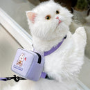 Small Dogs and Cats Vest Type Mini Self Carrier Backpack Cute Cartoon Pattern Outdoor Adjustable Harness with 1.5m Traction Rope - anconmall