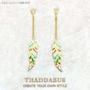 Colourful Nonchalance Feather Drop Earrings Fine Jewelry For Women Brand New Summer Real Sterling Silver 925 Gift