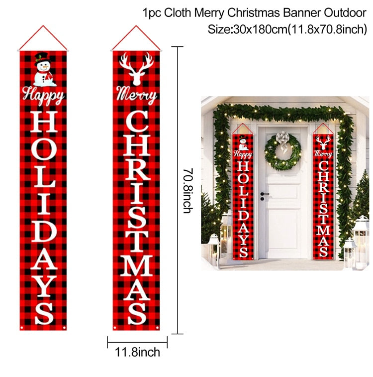 Christmas Porch Door Banner Hanging Ornaments Merry Christmas Decor For Home Xmas 2022 Navidad Natal Noel Happy New Year 2023