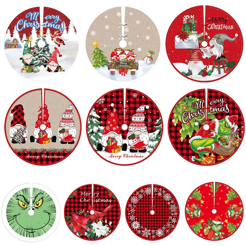 90cm Christmas Tree Skirt Santa Claus Snowflake Xmas Tree Carpet Ornament Merry Christmas Decoration For Home Noel New Year 2023