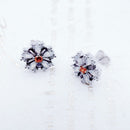 Flower With Stones Stud Earrings Fine Jewerly For Women,2022 Bohemia Romantic Gift In 925 Sterling Silver