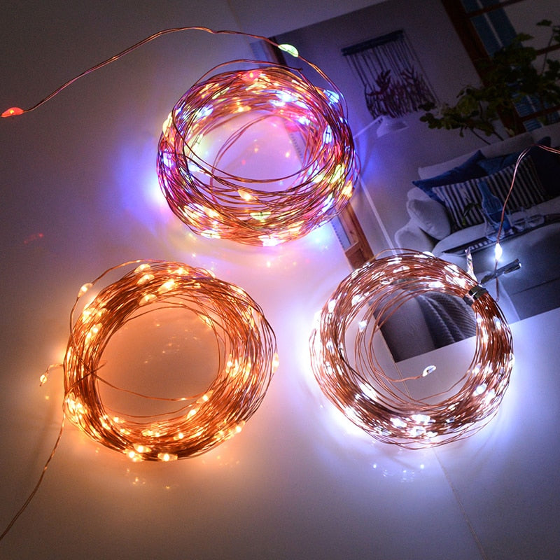 10M 100LED Copper Wire String Fairy Lights Garland for Christmas Party Wedding Decoration Holiday Outdoor Lamp Remote Control