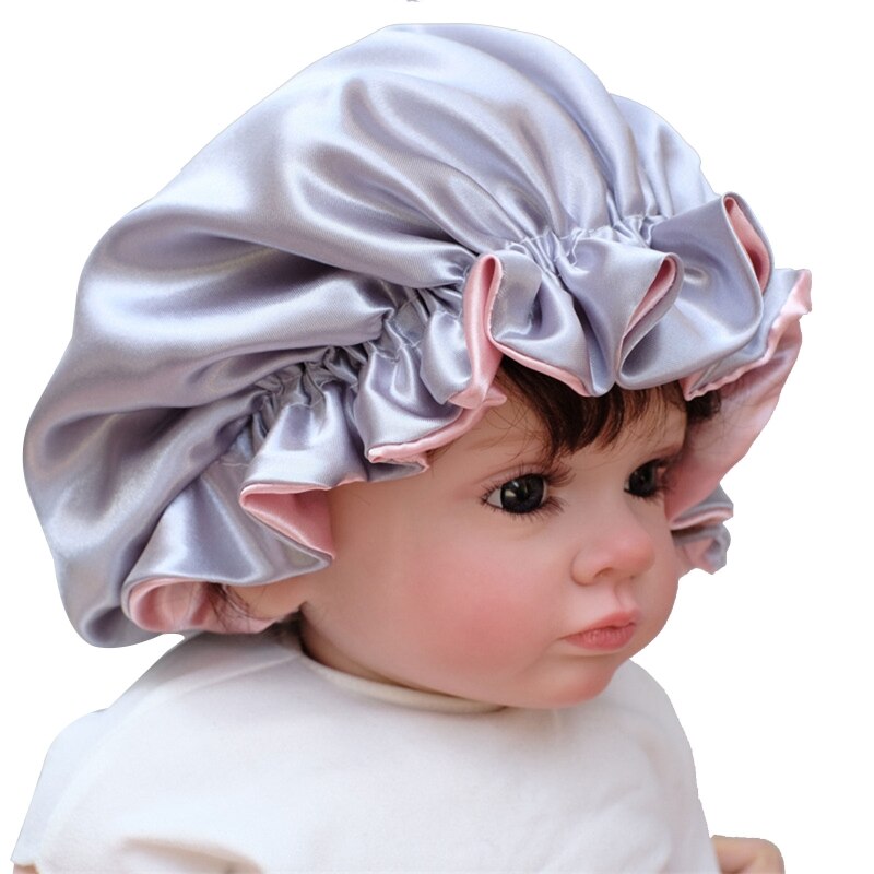 1 Pc Kids Satin Hat Elastic Flower Blossom Baby Sleeping Hair Accessory for Toddler Child Baby Face Washing Shower