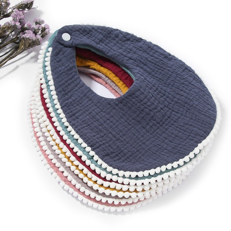 Baby Bandana Drool Bibs with Ruffle Lace Trim Solid Color Infant Toddler Boys Girls Drooling Teething Saliva Towel Cotton Super