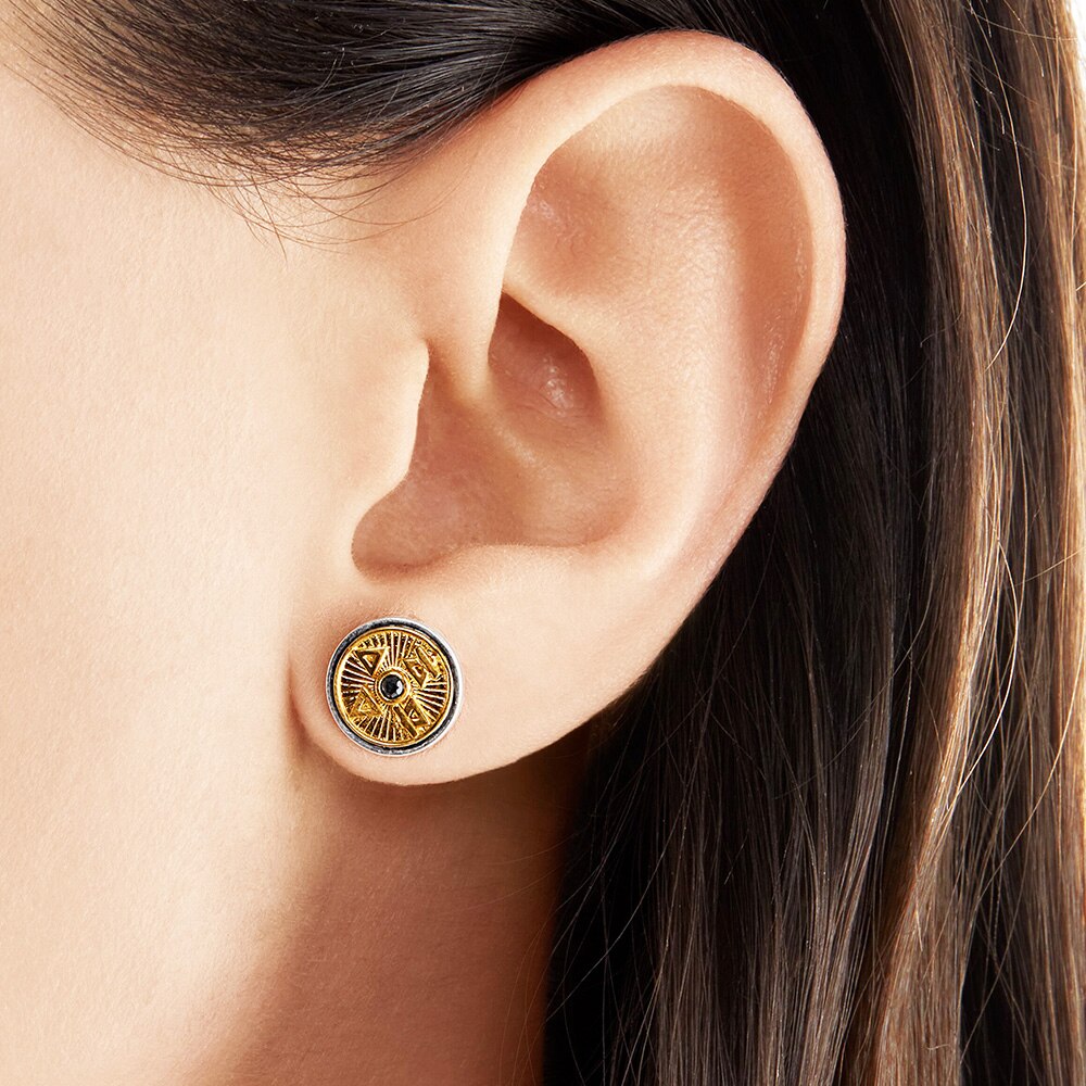 Stud Earrings Gold Elements Fire, Water, Air & Earth,Europe Fine Jewerly For Women Men Lucky Charms Gift In 925 Sterling Silver