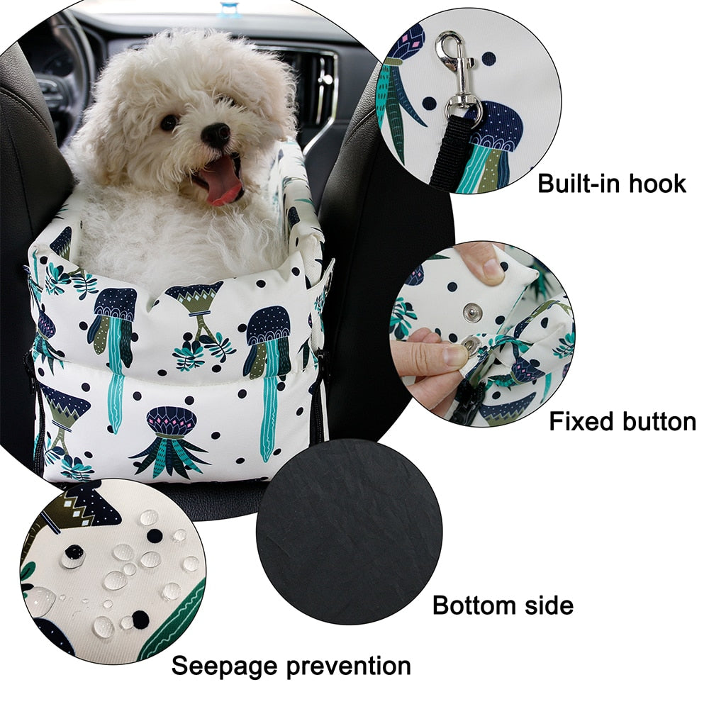 Portable Pet Dog Central Control Car Seat Dog Carriers with Handle Safe Car Armrest Box Booster Kennel water proof Bed for Dogs - anconmall