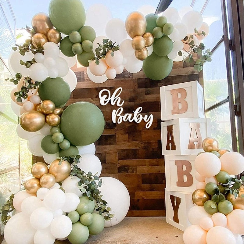 Retro Green Balloon Garland Arch Kit Wedding Birthday Balloons Decoration Party Balloons For Baby Shower Decor - anconmall