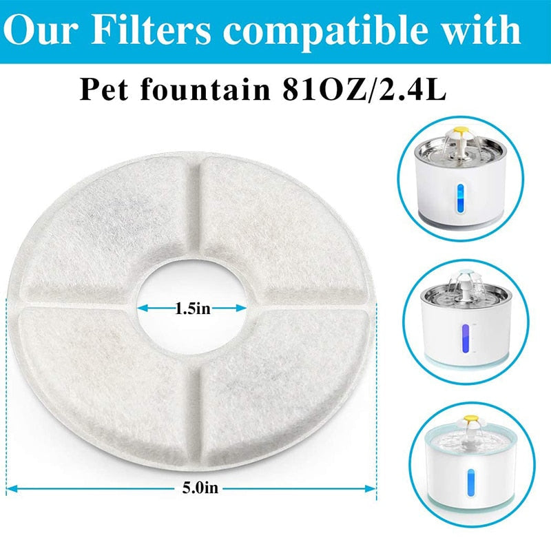 Replaced Activated Carbon Filter For Cat Water Drinking Fountain Replacement Filters Flower For Pet Dog Round Fountain Dispenser