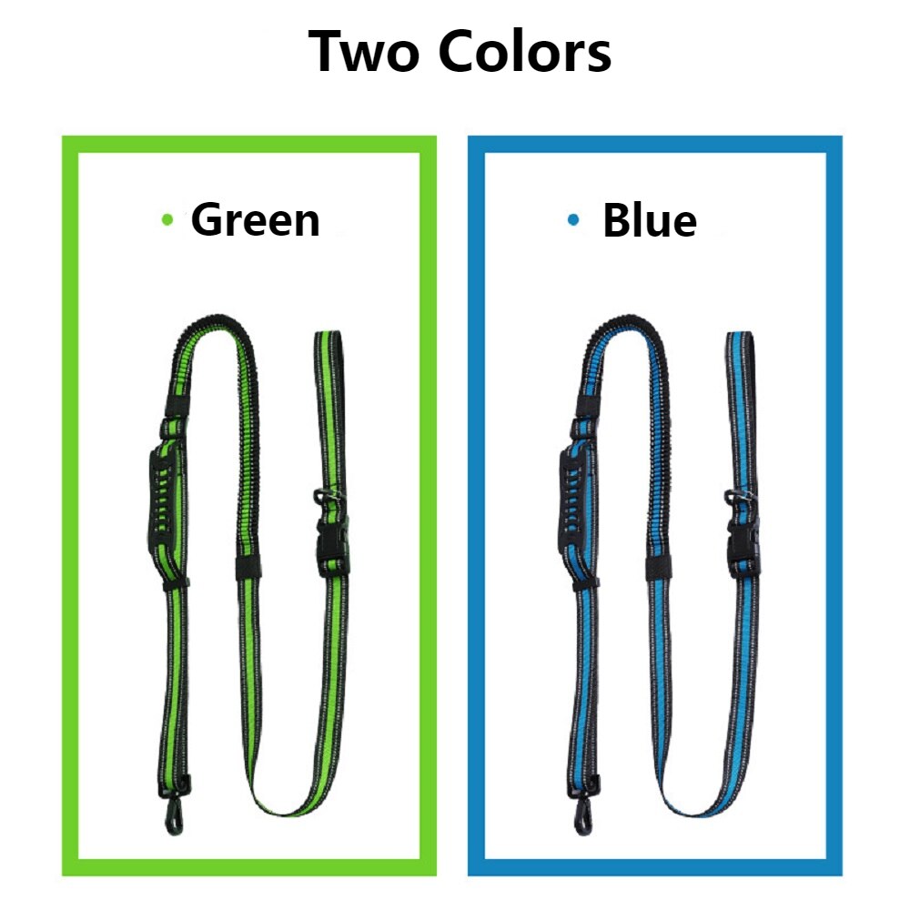 2m Hands-Free Bungee Nylon Dog Leash with Adjustable Waist Belt Reflective Stitching and Padded Handle for Pets Running Training - anconmall
