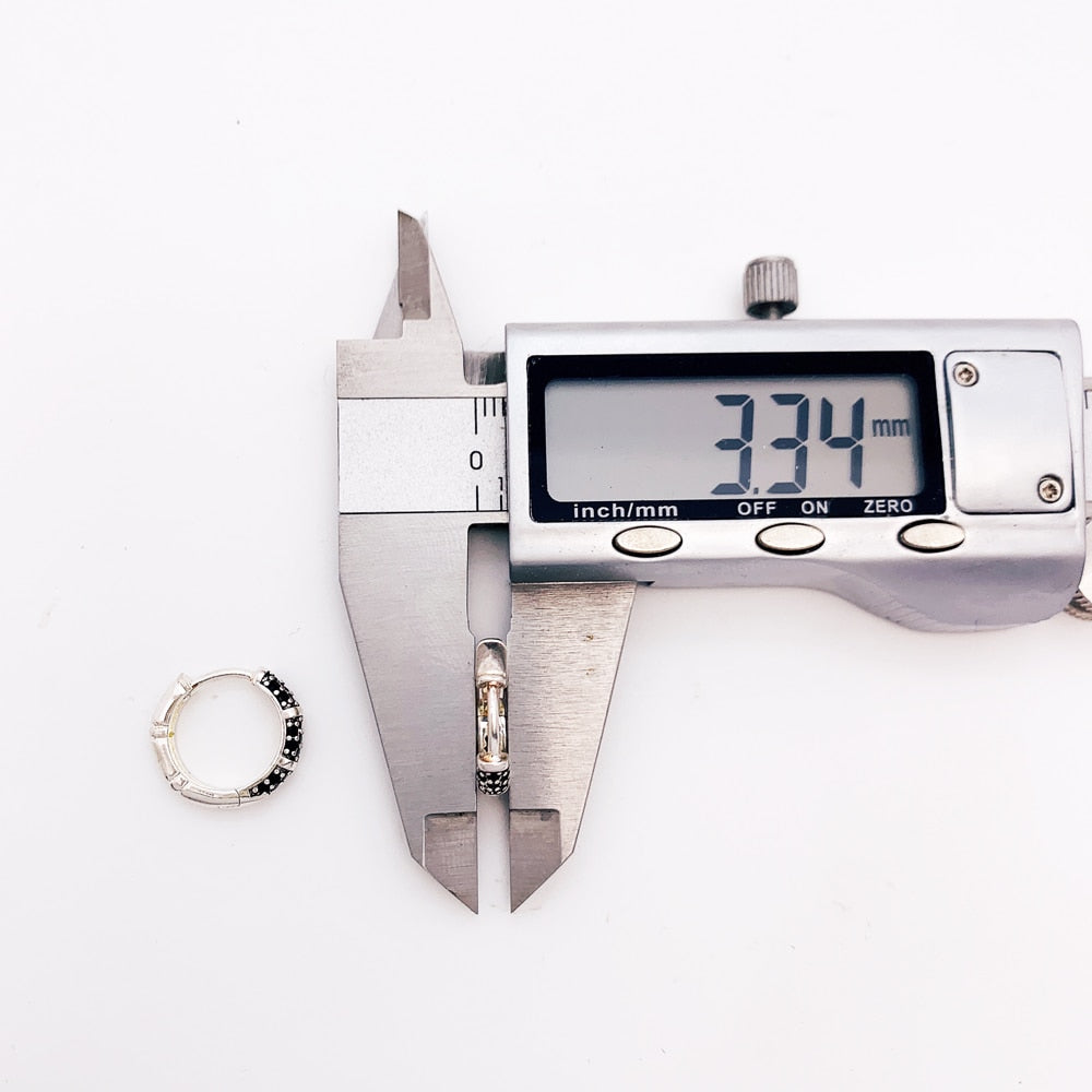 Bamboo Black Creole Hinged Hoop Earrings,Europe Glam Fine Jewerly For Women Men Gift In 925 Sterling Silver