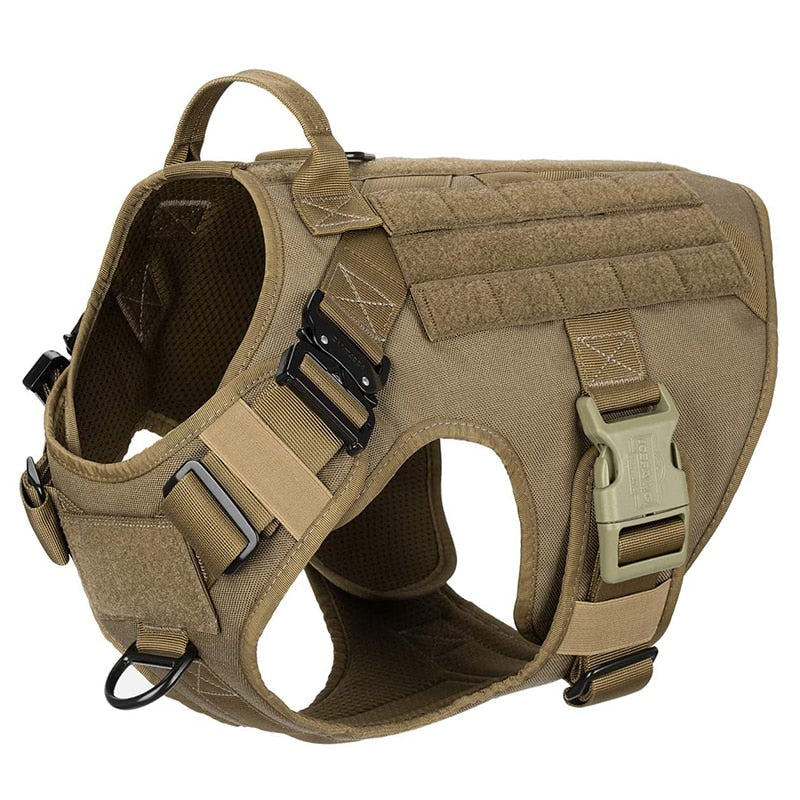 Tactical Dog Harness with 2X Metal Buckle Working Dog MOLLE Vest with Handle Front Clip Dogs Pet Military Adjustable Harness
