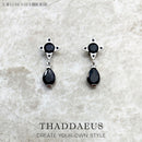 Ear Studs Black Water Drop Europe Magical Jewerly For Women Summer New Graphic Design Vintage Gift In 925 Sterling Silver