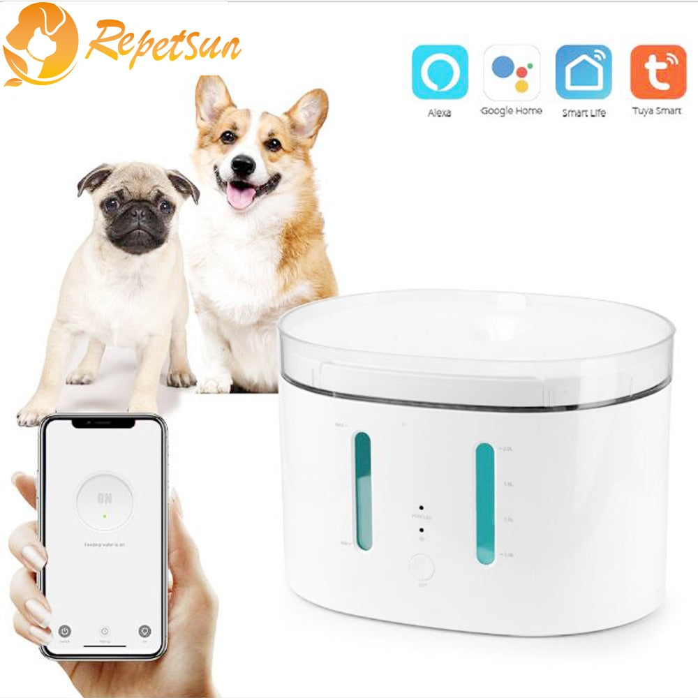 2.5L TuYa APP WIFI Smart Automatic Pet Cat Water Fountain 5V USB Dogs Cats Mute Drinker Feeder Bowl Drinking Dispenser