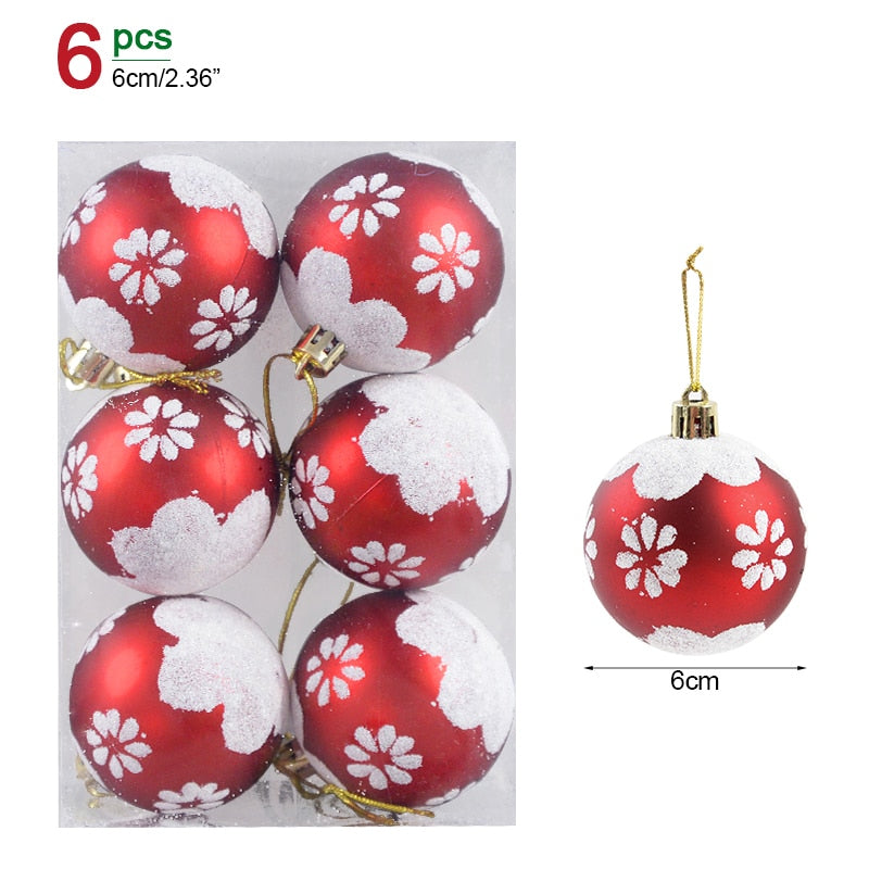 6Pcs/box 6cm Christmas Ball Ornaments Xmas Tree Hanging Pendant Christmas Decorations for Home 2023 Navidad Natal New Year Gift