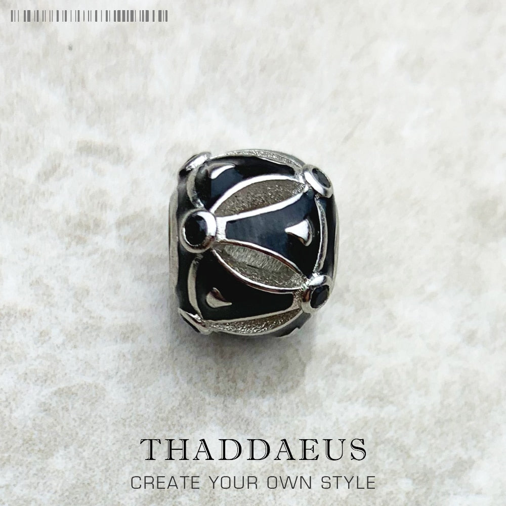 Beads Asian Ornament,Silver Black Gift For Women Men Fits Bracelet Europe Necklace Karma Charms European Jewelry Accessories