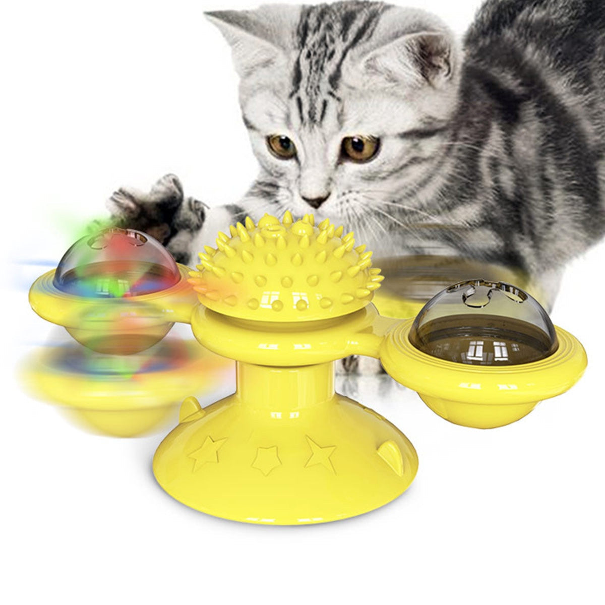 Cat Toys Whirling Turntable For Cats Puzzle With Massage Brush Cat Play Game Toys Windmill Kitten Interactive Toys Supplies Pet