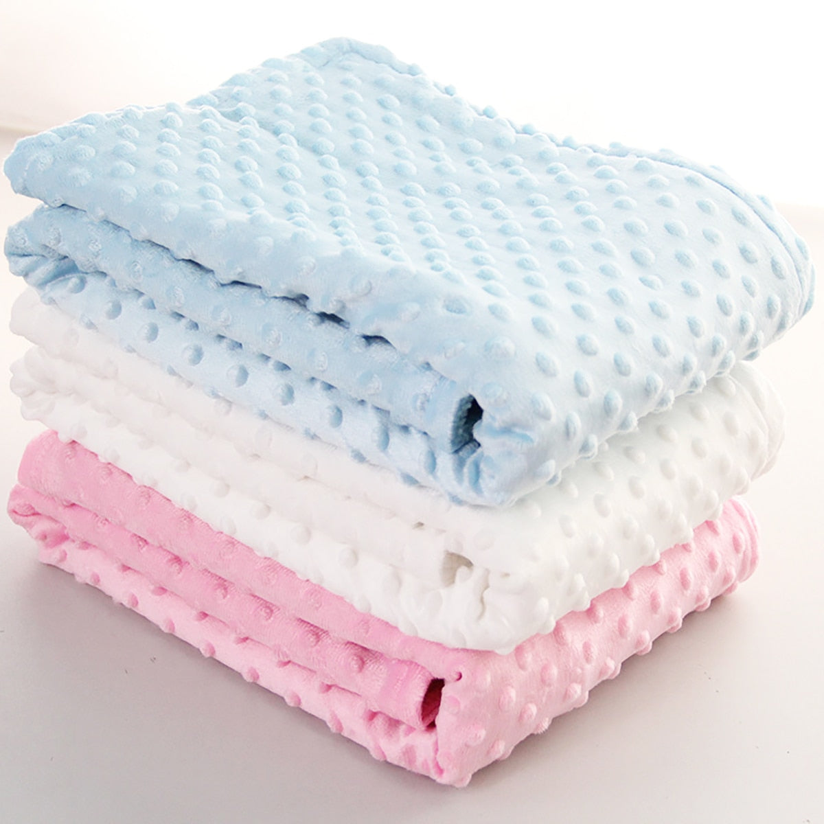 hibobi Baby Blanket Soft Fleece Thick Cotton Polyester Bath Towel Wrap Cover Solid Color Bedding for Infant Newborn Boys Girls