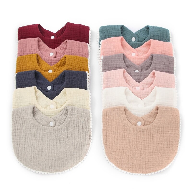 Baby Bandana Drool Bibs with Ruffle Lace Trim Solid Color Infant Toddler Boys Girls Drooling Teething Saliva Towel Cotton Super