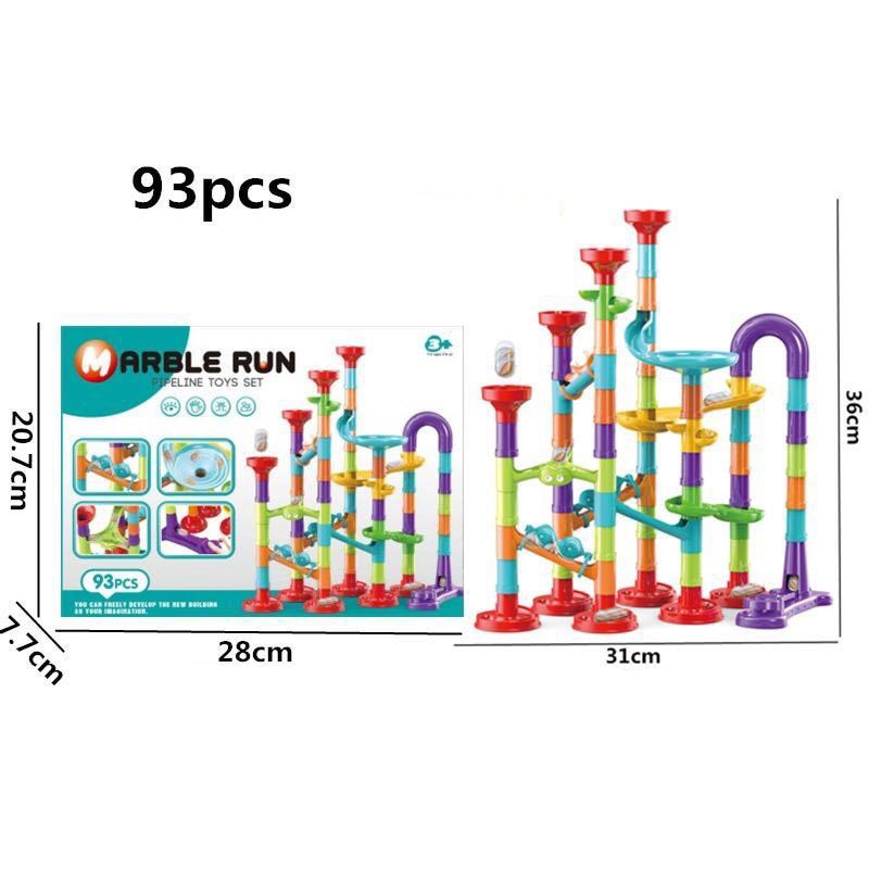 45-142PCS DIY Track Blocks Construction Marble Run Race Track Building Blocks Kids 3D Maze Toys Children Christmas Gift