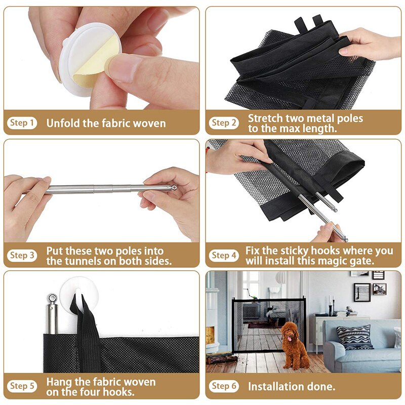 Pet Dog Gate Ingenious Mesh Dog Fence for Indoor Outdoor Home Safe Pet Dog Gate Fence Safety Enclosure Pet Supplies Dropshipping