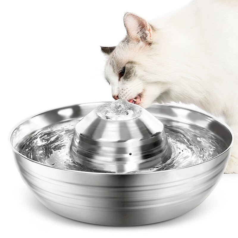 Stainless Steel Pet Fountain Automatic Drinking Fountain Non-Slip Water Bowl for Pet Dogs Cats Water Dispenser Bowl Dog Feeders