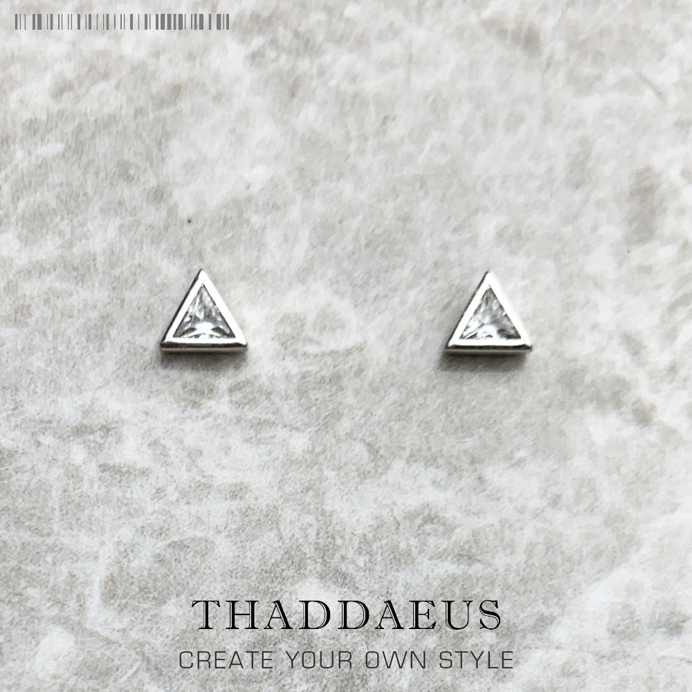 Triangle White Stud Earrings,Europe Style Glam Fashion Good Jewerly For Women,2018  Gift In 925 Sterling Silver,Super Deals