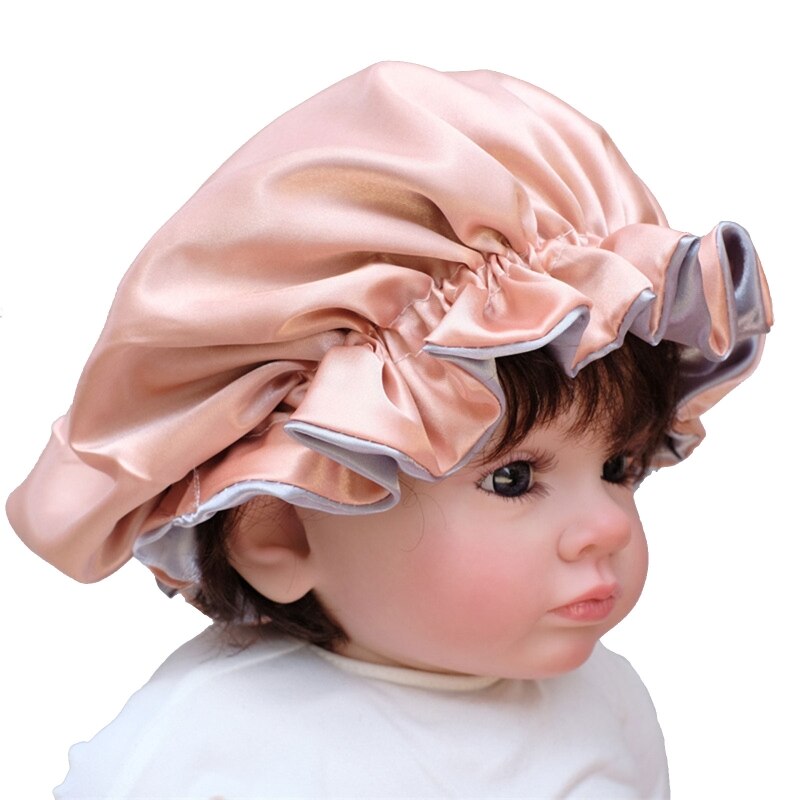 1 Pc Kids Satin Hat Elastic Flower Blossom Baby Sleeping Hair Accessory for Toddler Child Baby Face Washing Shower