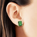 Stud Earrings Green Stone Golden Vintage Jewerly For Women 2022 Charms Elegant Design Gift In 925 Sterling Silver