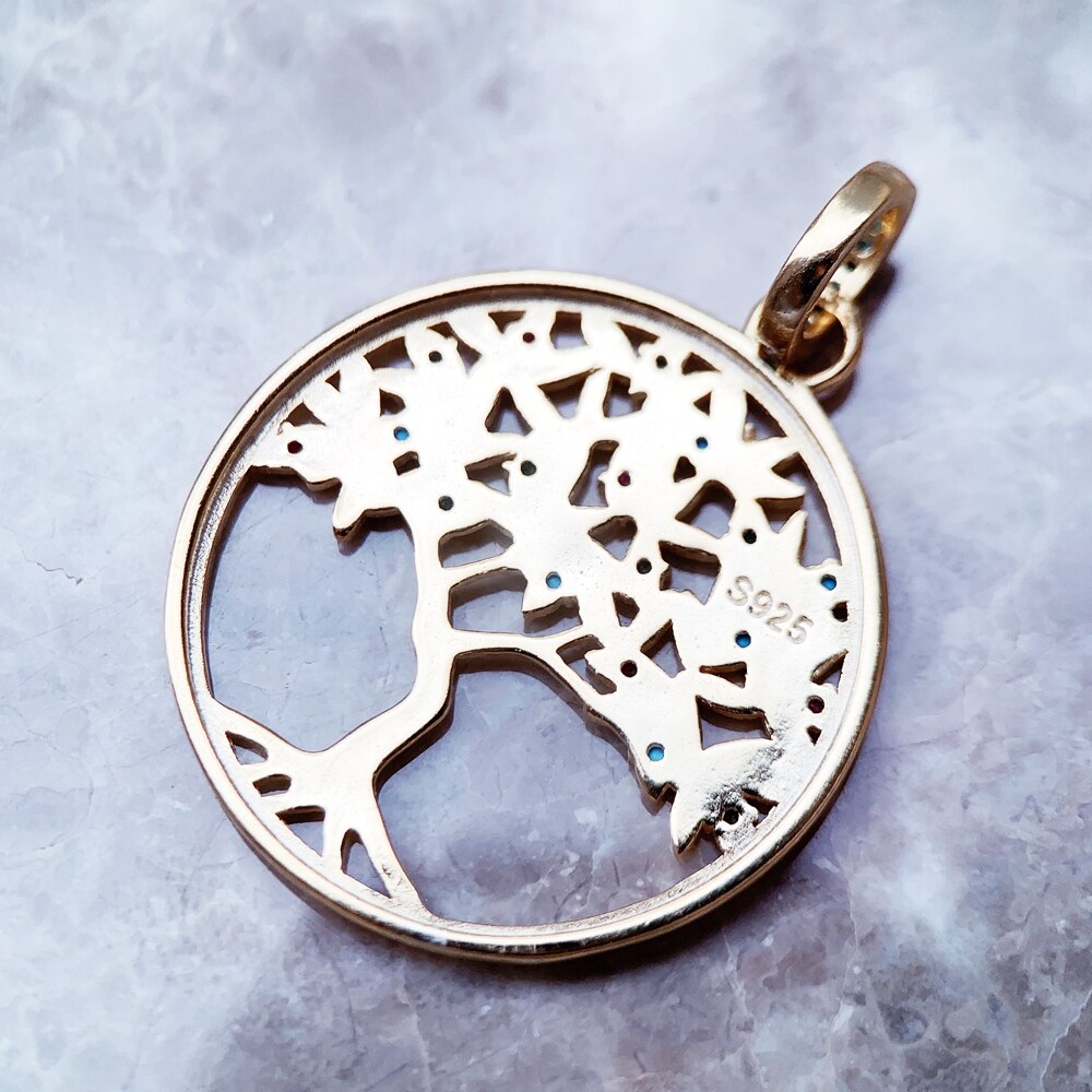 Pendant Colorful Golden Tree New 925 Sterling Silver Fine Jewelry Europe Romantic Accessories Gift For Woman
