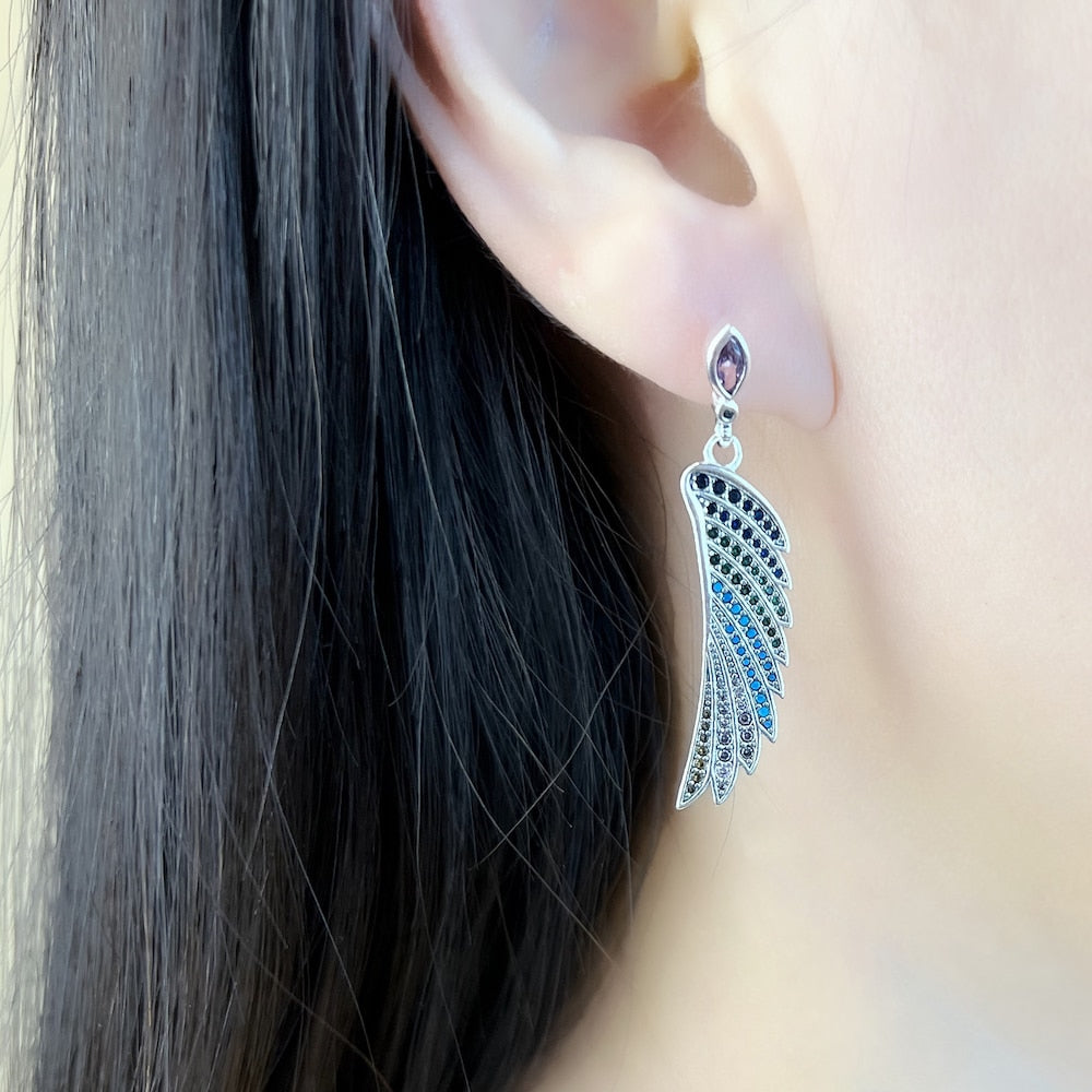 Earrings Bright Hummingbird Wing New Rainbow Bohemia Gift For Women High Quality 925 Sterling Silver Multi-coloured Fine Jewelry