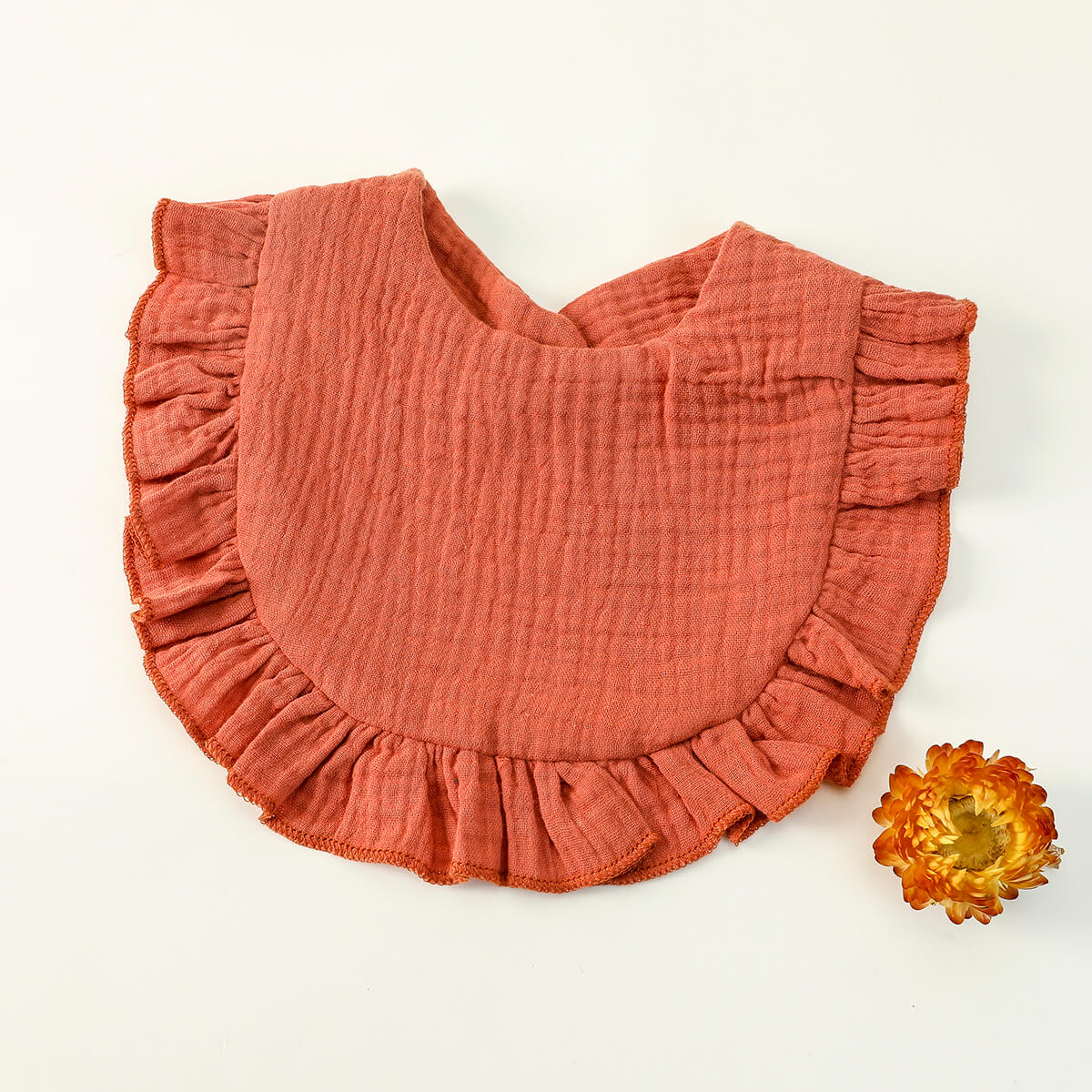 hibobi Flounced Cotton Waterproof Bibs Infant Cotton Bib Newborn Scarf Solid Color Baby Boys Girls Feeding Saliva Towel