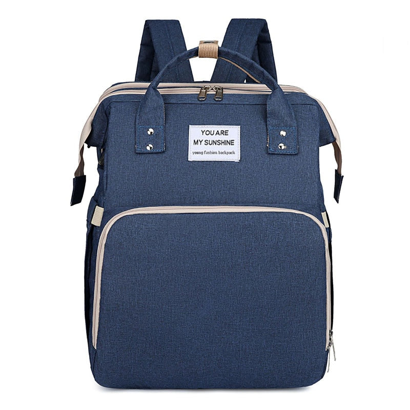 Portable Crib Nappy Backpack Bag Mummy Large Maternity Bag For Baby Multi-function Waterproof Outdoor Travel Diaper Bags - anconmall