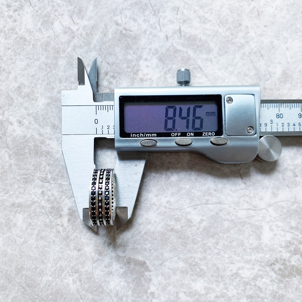 Band Ring Black CZ Pave Europe Style Vintage Jewelry Fine Jewerly For Women Men Gift In 925 Sterling Silver