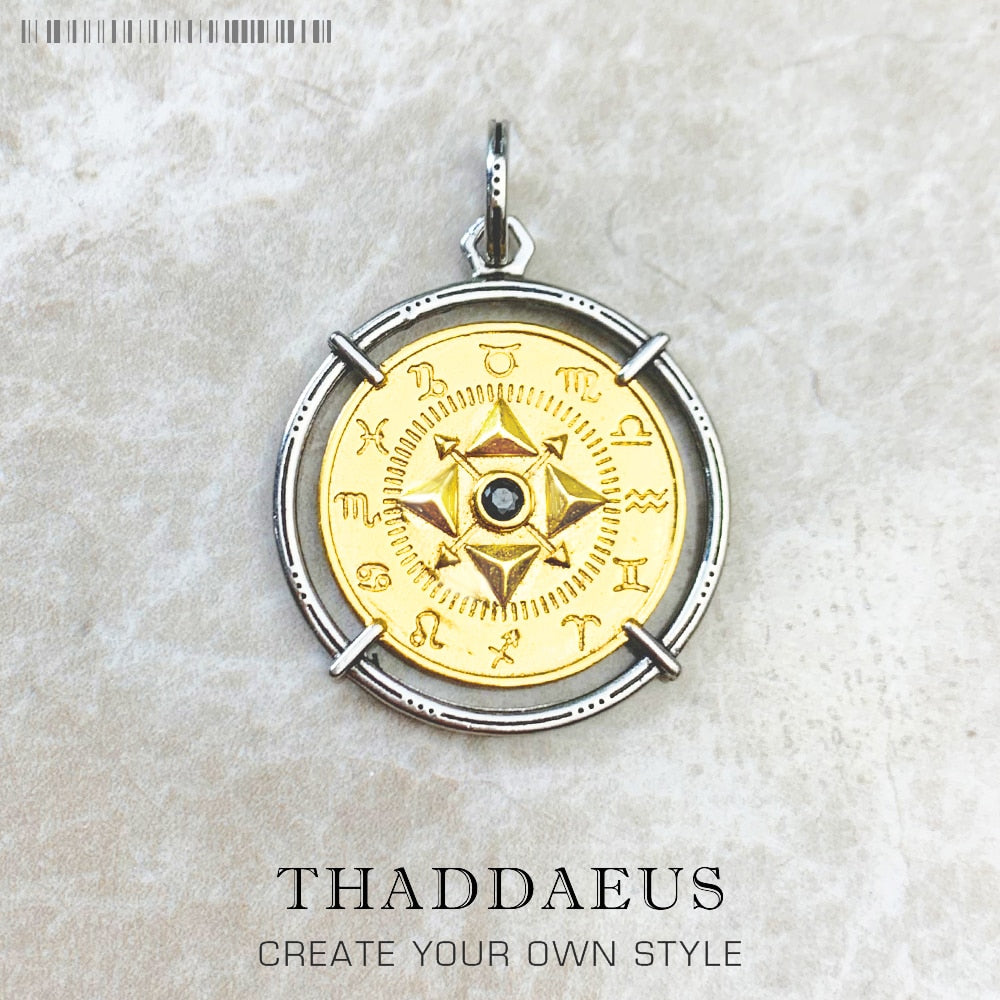 Pendant Amulet Elements of Nature Gold Brand Fine Jewelry Europe 925 Sterling Silver Vintage Gift For Women Men