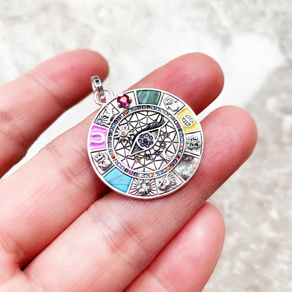Amulet Magical Lucky Symbol Tree Flower Karma Whell Sun Bird Butterfly Pendants Jewelry 925 Sterling Silver Gift For Women Men