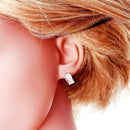 Creole White Stone Hinged Hoop Earrings Gift In 925 Sterling Silver,Europe Style Glam Trendy Fashion Fine Jewerly For Women