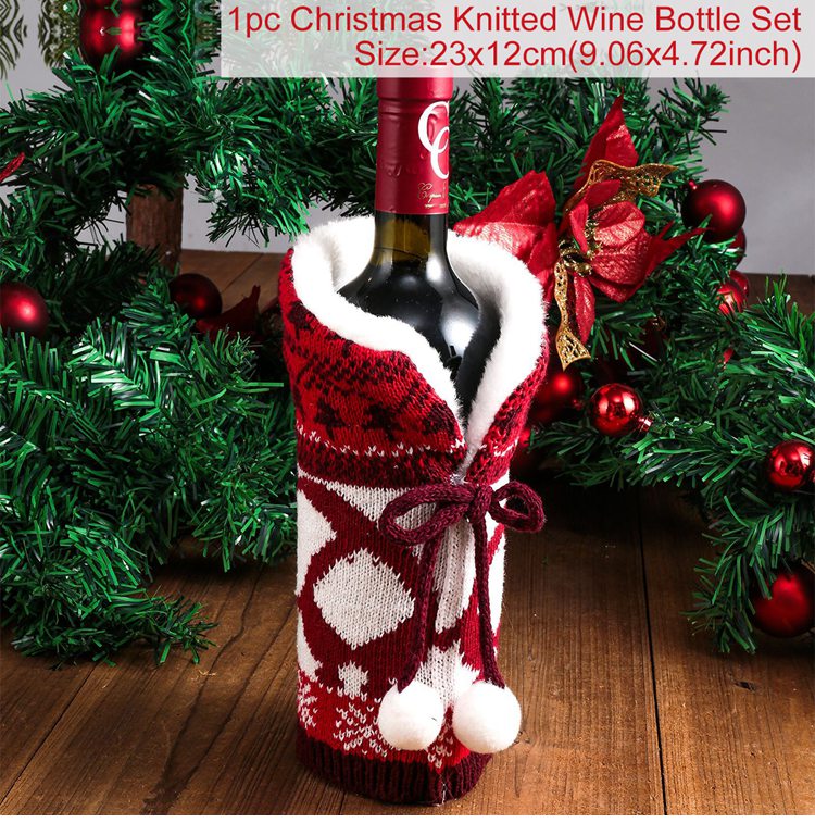 Christmas Bottle Cover Merry Christmas Decorations for Home 2022 Christmas Ornaments Navidad Noel Xmas Gift Happy New Year 2023
