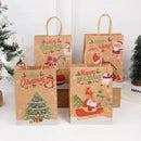 5PCS Merry Christmas Paper Gift Bags Santa Claus Xmas Tree Candy Biscuit Packaging Bag Christmas New Year Party Kids Gift Favors