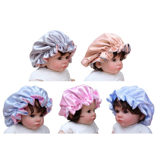 1 Pc Kids Satin Hat Elastic Flower Blossom Baby Sleeping Hair Accessory for Toddler Child Baby Face Washing Shower