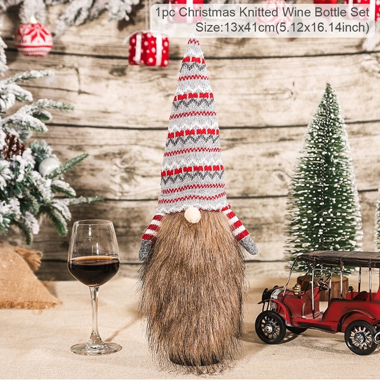 Christmas Bottle Cover Merry Christmas Decorations for Home 2022 Christmas Ornaments Navidad Noel Xmas Gift Happy New Year 2023