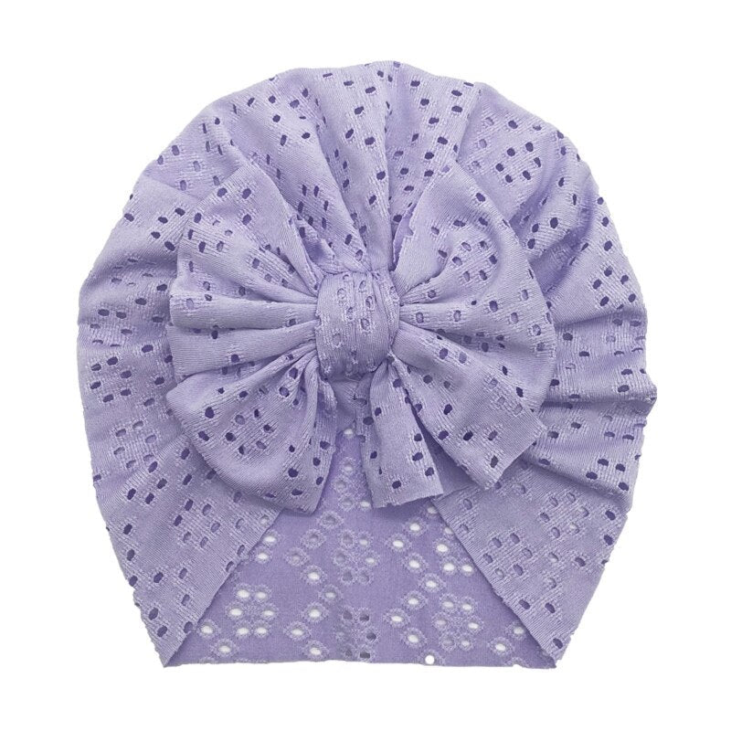 1Pc Newborn Fetal Hat Summer Hollow Breathable Baby Bow Knotted Polyester Hats for Newborn Infant Headwear Baby Shower Caps