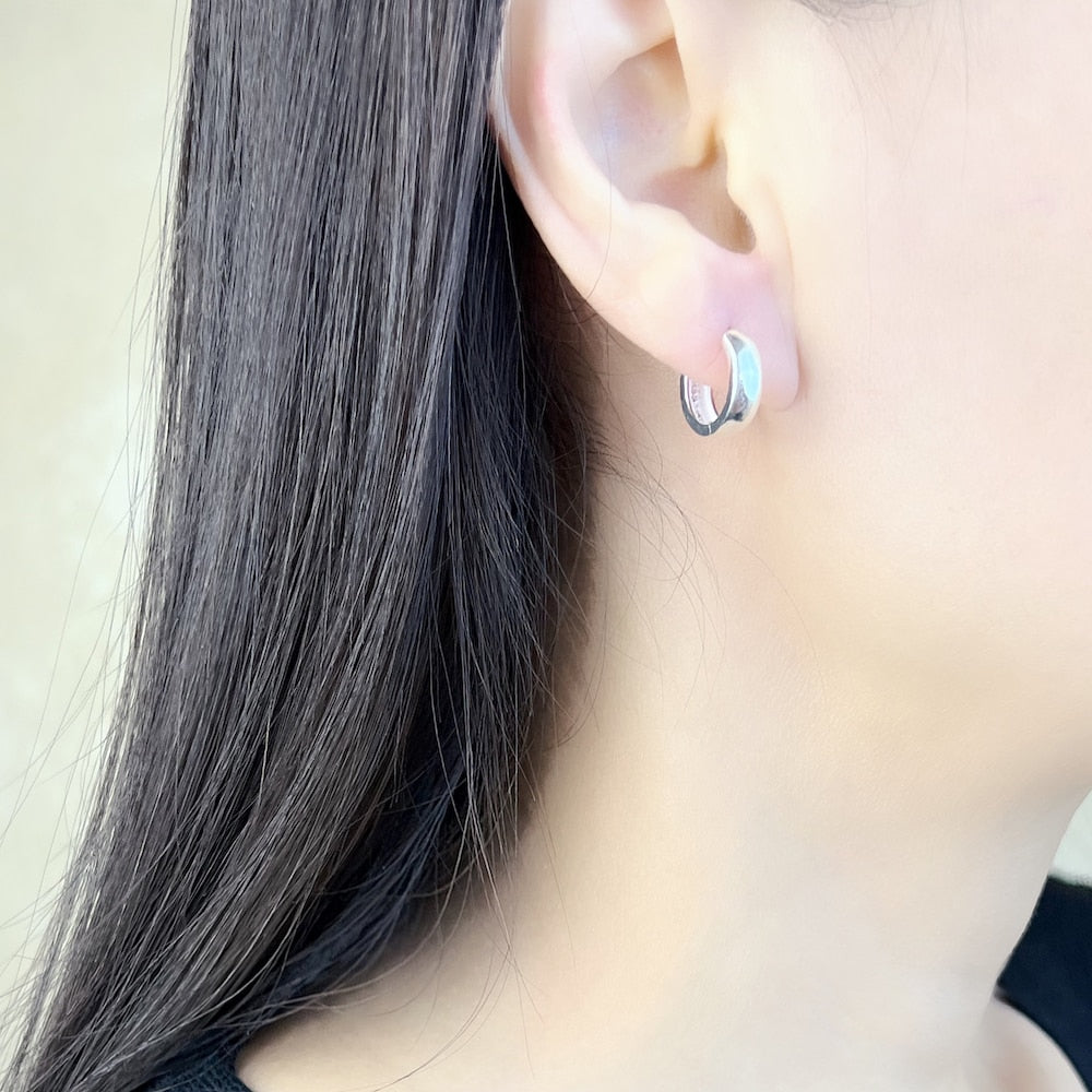 Hinged Hoop Earrings Creole Classic Gift In Solid 925 Sterling Silver,Europe Style Glam Trendy Fine Jewerly For Women